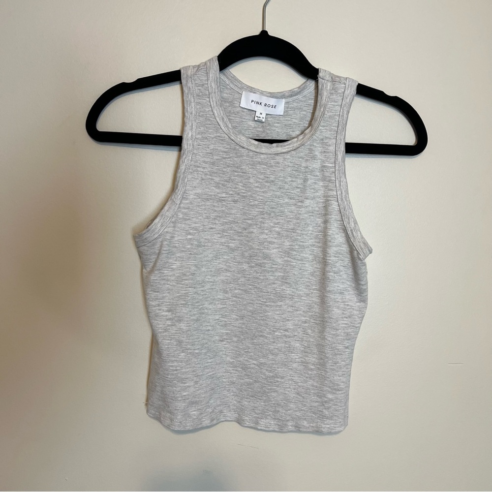 Pink Rose Gray Sleeveless Crop Top